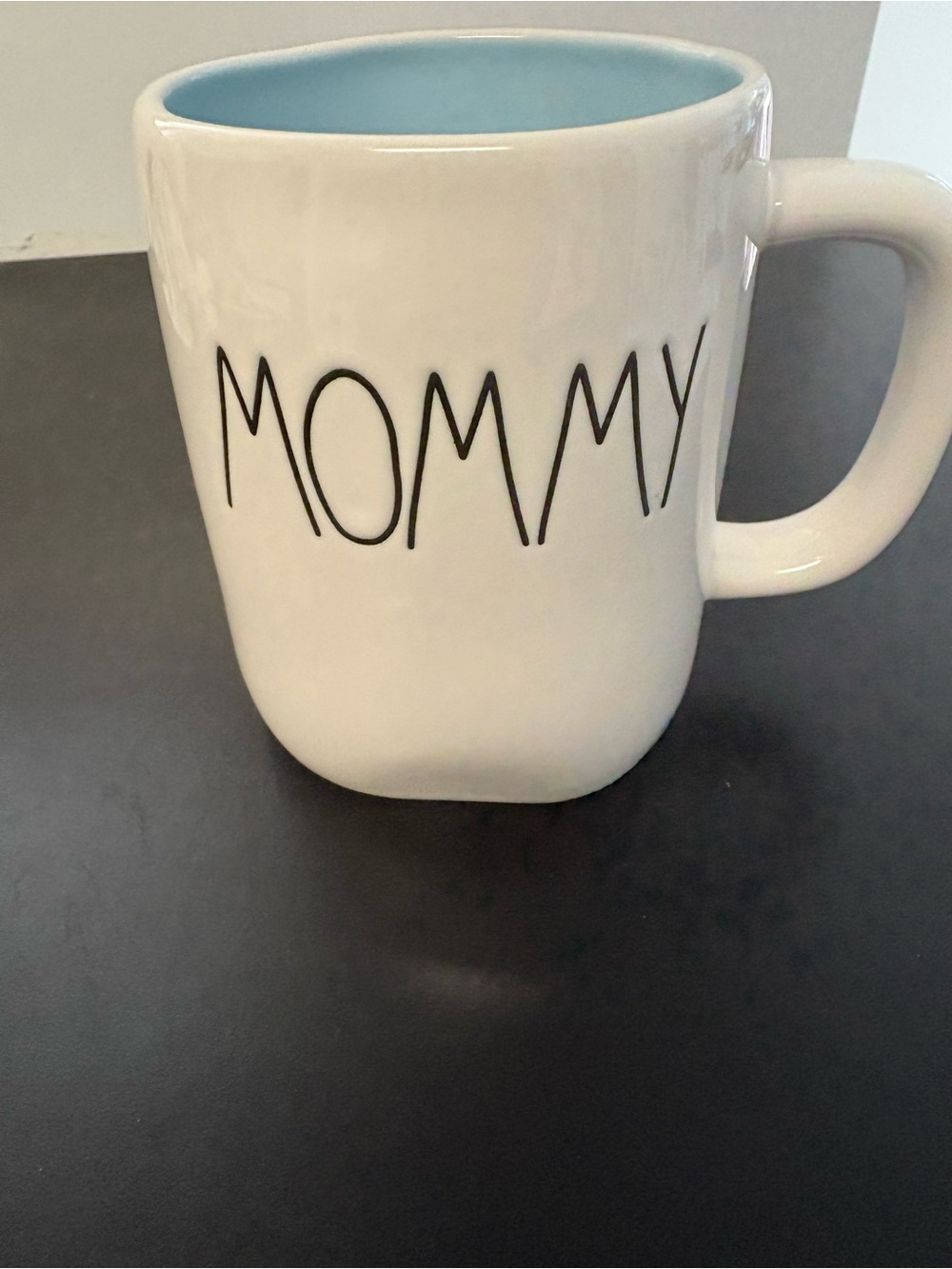 Rae Dunn White Mug with Light Blue Interior - MOMMY